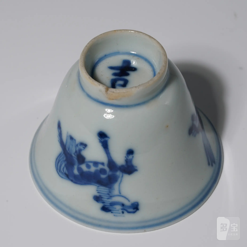 清中期 景德镇窑新渡青花骏马图杯一对 - 图14
